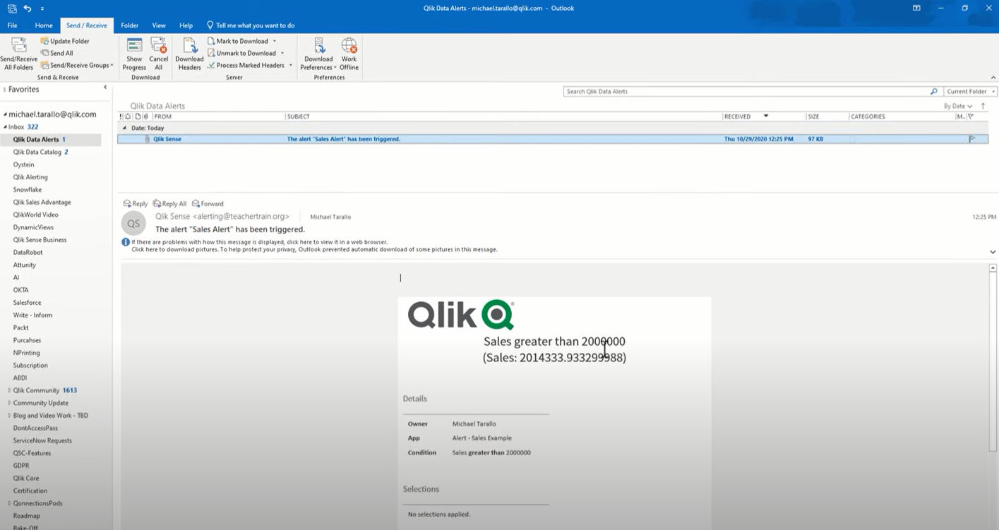 1. Qlik Alerting Video 2 minutul 5.18 - exemplu de alerta pe email